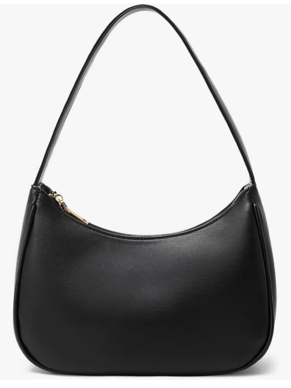 Classic Black Shoulder Bag - Sleek Everyday Handbag with Zipper for Women